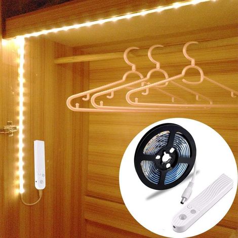 Aiducho 60 Led-streifenleuchte 1 M, Led-kleiderschrankleuchte Mit Bewegungsmelder, Geeignet Für: Kleiderschrank, Nachttisch, Küche, Abstellraum Usw. [6500 K Weiß]