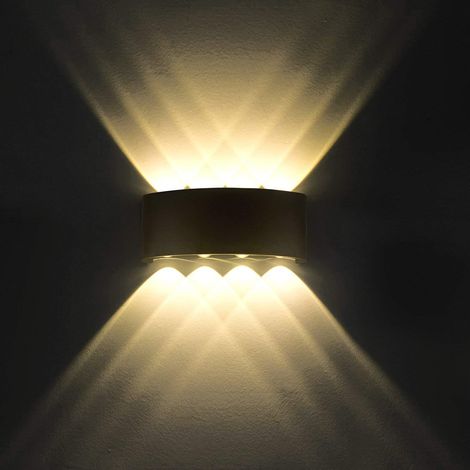 Aiducho 8w Led-wandleuchte, Moderne Ip65 Wasserdichte Wandleuchte, Dekorative Aluminium-nachtleuchte Mit Auf- Und Abwärtsstrahler Für Wohnzimmer, Schlafzimmer, Flur, Treppenhaus, Gehweg (warmweiß)