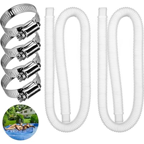 2-teiliger Ersatzschlauch Für Aufstellpools, Pool-ersatzschlauch Mit 4 Metall-schlauchschellen, Poolfilterschlauch Für Aufstellpools