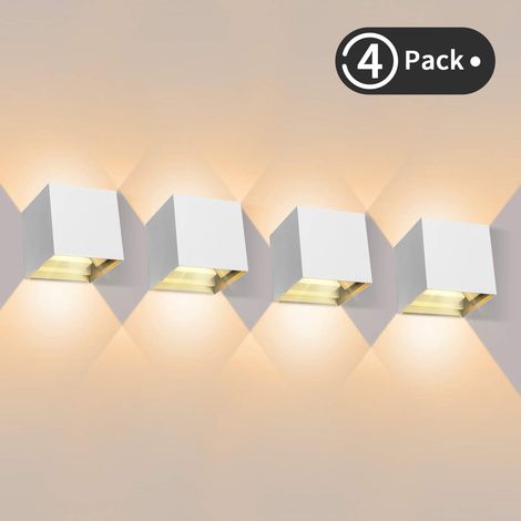 Aiducho 4-teiliges Led-außenwandleuchten-set, 12 W, Für Innen Und Außen, 3000 K Warmweiß, Ip65 Wasserdicht – Weiß