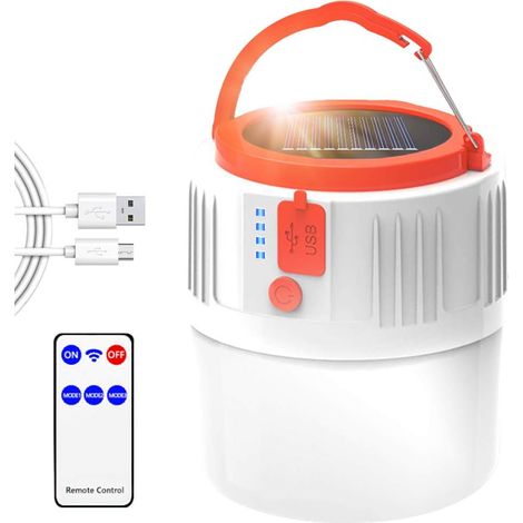 Wiederaufladbare Led-campinglaterne, Tragbare Solar-/usb-lampe Mit Fernbedienung, Ip45 Wasserdicht, 2200 Mah Powerbank-hängelampe Für Wandern, Camping Und Notfälle
