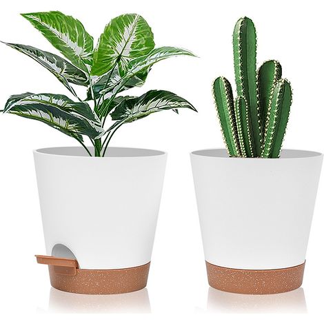 5 Stück 15 Cm Weiße, Selbstbewässernde Kunststoff-blumentöpfe Mit Untersetzer Und Bewässerungssystem – Lazy Flower Pot, Geeignet Für Balkon- Und Gartengärten Im Innen- Und Außenbereich