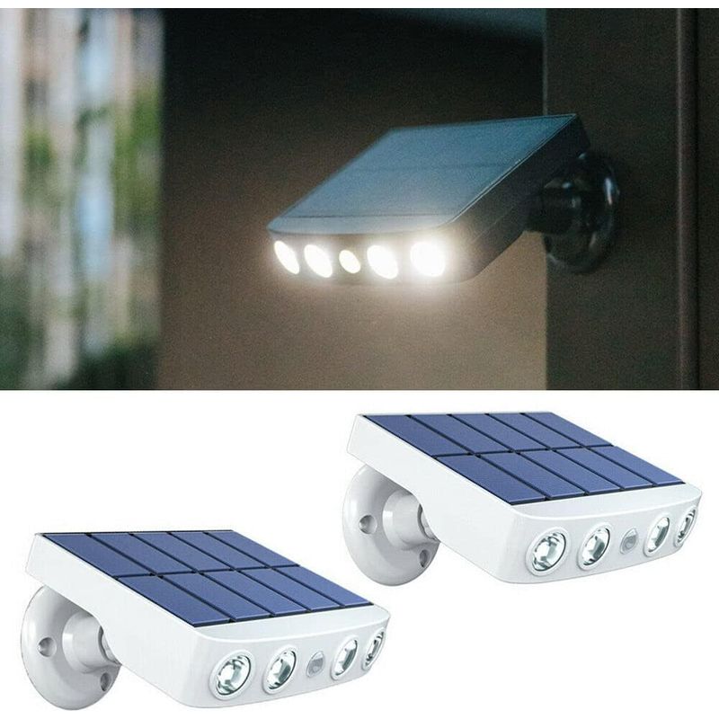 2er-set Solar-wandleuchten Für Den Außenbereich Mit Pir-bewegungsmelder, Ip65 Wasserdicht, 360° Drehbare Strahler, Solarbetrieben, Für Den Einsatz Im Freien, Z. B. Auf Dem Hof, Im Garten Oder Auf Der
