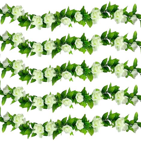 Aiducho 8-teilige Künstliche Blumendekoration, Künstliche Rosengirlande, Hochzeitsdekoration Für Wände, Garten, Wohnzimmer, Für Geburtstagsfeiern Im Innen- Und Außenbereich – Weiß