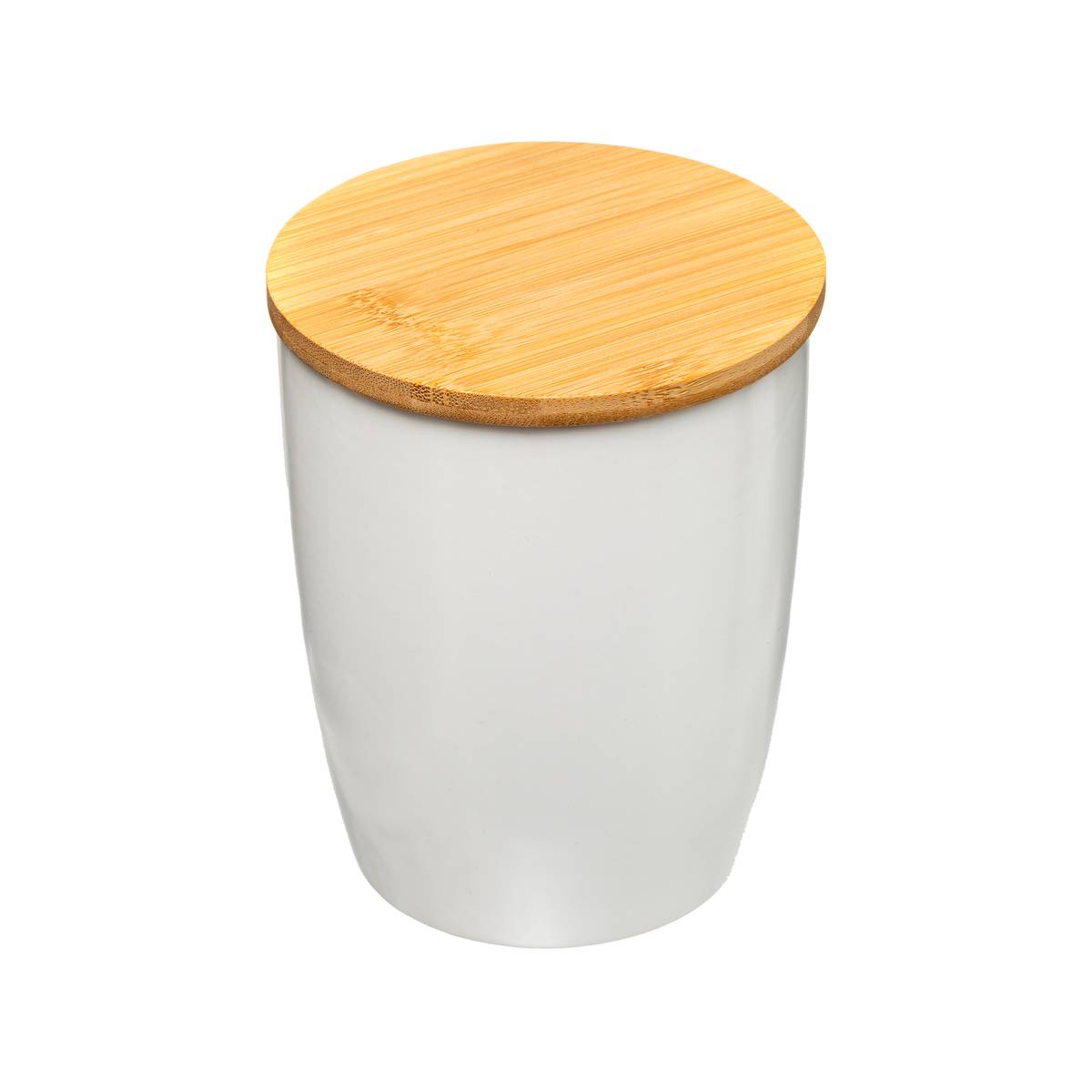 Keramikbehälter Mit Bambusdeckel, Weiß, 850 Ml