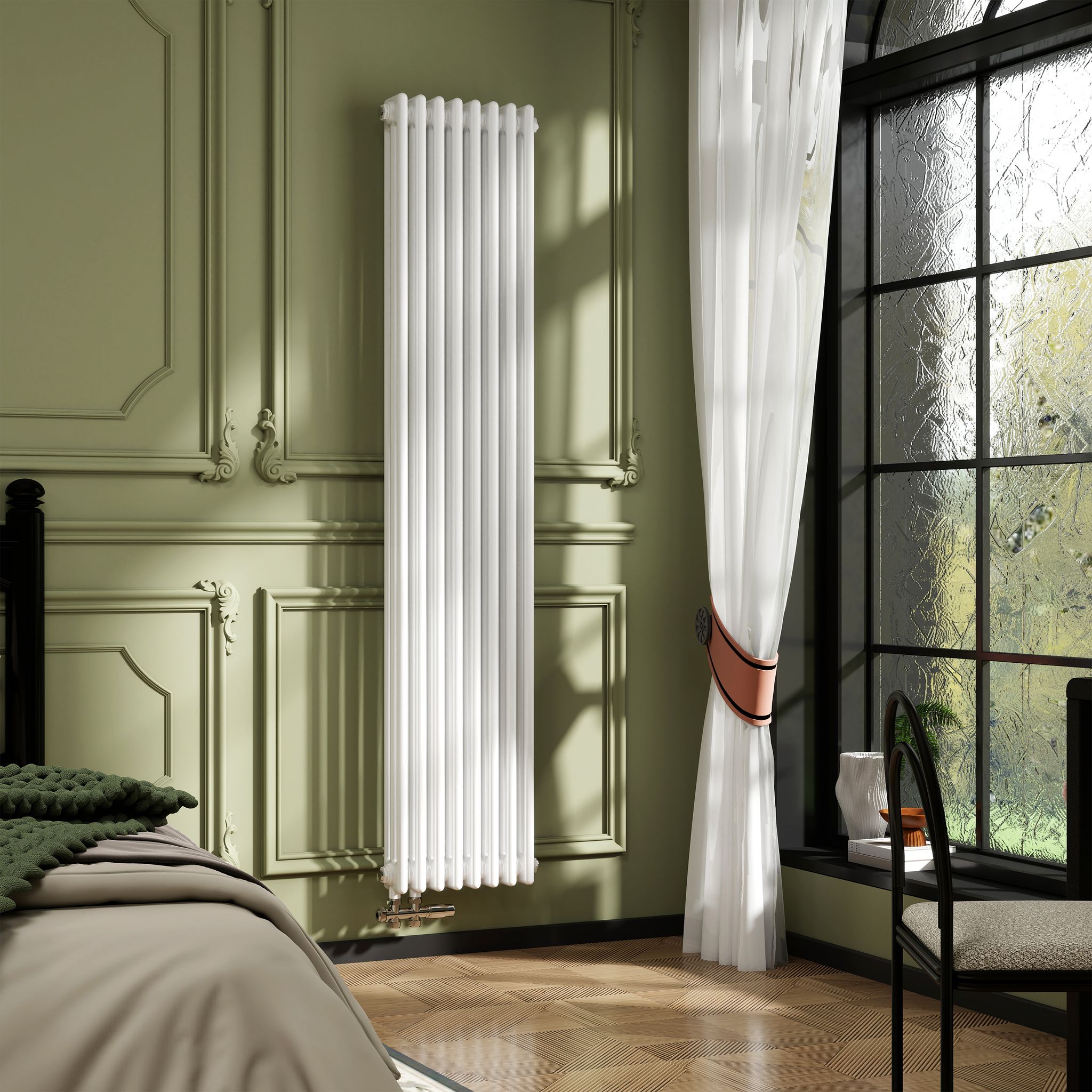 Aica Traditioneller 3-säulen Heizkörper 1800x380mm Weiß Aus Stahl