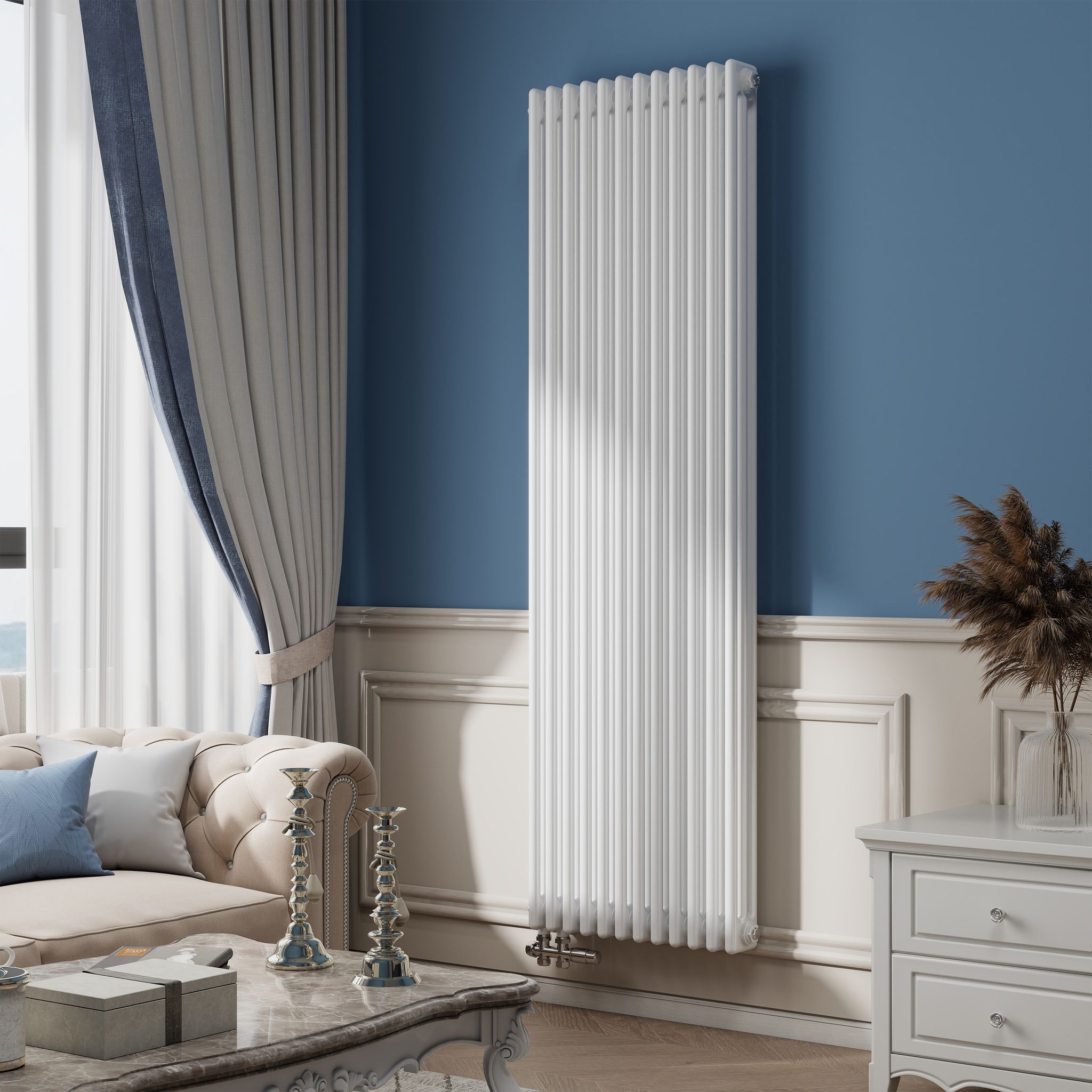 Aica Traditioneller Heizkörper 1800x560mm 3säulen Weiß Gusseisenstil 2283w