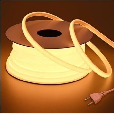 220v Wasserdichter Cob-led-streifen Für Den Außenbereich, 20 M, 2700k Warmweiß, Flexibel, Kürzbar, Ip65 Wasserdichter Led-streifen Ohne Transformator, Stecker Im Lieferumfang Enthalten, Für Baustellen
