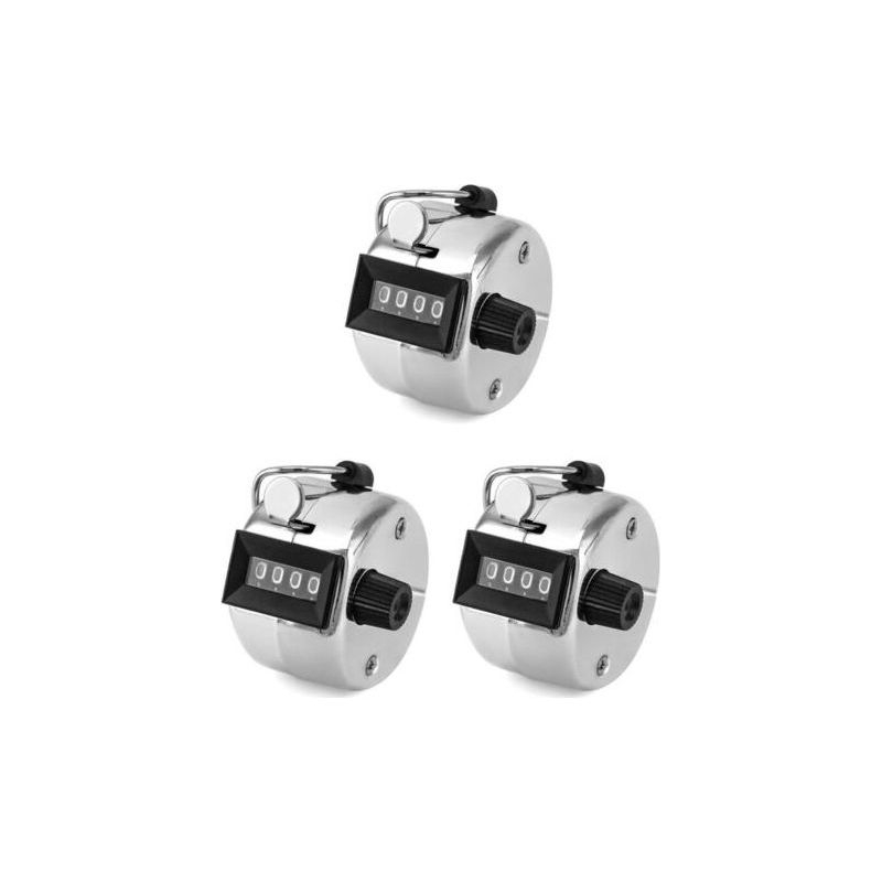 Vierstellige Handzähler Aus Metall, 3 Stück, Tragbare Mechanische Klickzähler, Für Sport, Stadien, Trainer, Schiedsrichter, Schulveranstaltungen, Ab 0