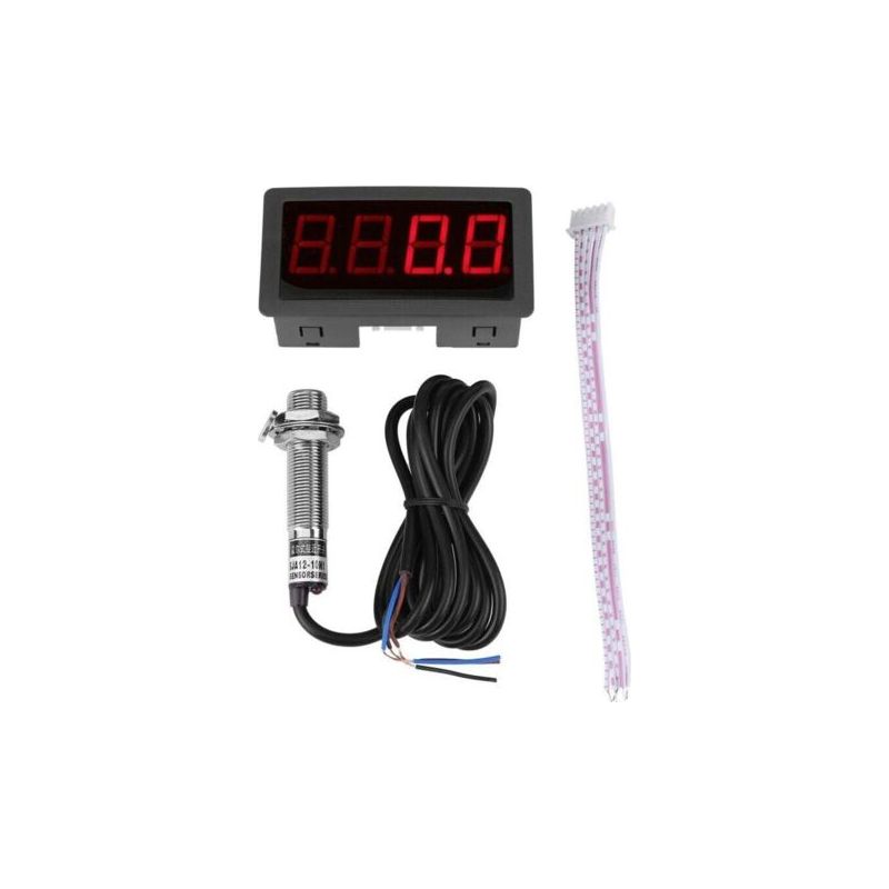 Pa 4-led Digital-drehzahlmesser Für Alle Digitalen Instrumente Rot/blau Universal-led-drehzahlmesser Drehzahlmesser + Hall-effekt-näherungssensor Npn-sensor (rot)