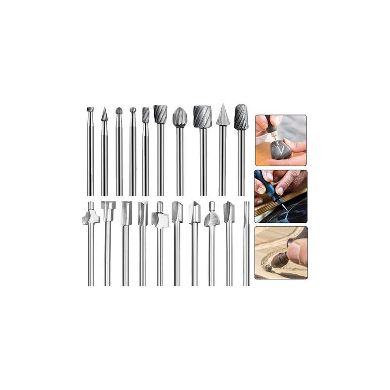 Hss-fräser, 20 Stück 3 Mm (1/8") Hochleistungs-schnellstahl-fräser-set Für Holzfräser, Zubehörset Für Dremel, Foredom Und Proxxon Multifunktionswerkzeuge
