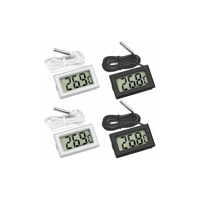 Pa Mini Digital Lcd Thermometer Mit Temperaturfühler, Guazhuni (2x Schwarz, 2x Weiß)