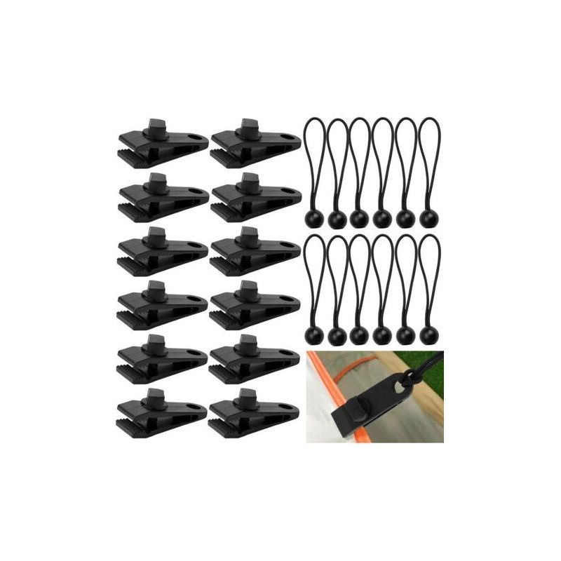 Set Mit 12 Verstärkten Nylon-planenklemmen Mit Seilen, Starker Halt Für Camping, Zelte, Markisen
