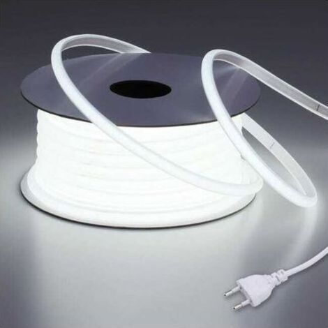 220v 4m Wasserdichter Cob-led-streifen Für Den Außenbereich, 6000k Kaltweiß, Flexibel, Kürzbar, Ip65 Wasserdichter Led-streifen Ohne Transformator, Stecker Im Lieferumfang Enthalten, Für Baustellen