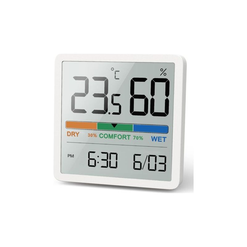 Pa Aiperq Hygrometer-thermometer Für Innenräume, Digitales Tischthermometer Mit Temperatur- Und Feuchtigkeitsanzeige (weiß)