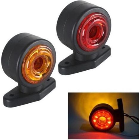 Lntyq 2x 16 Led Seitenmarkierungsleuchten 12/24v Anhänger-seitenleuchte Doppelseitige Warnleuchte Gelb Weiß Für Lkw Wohnmobil Wohnwagen