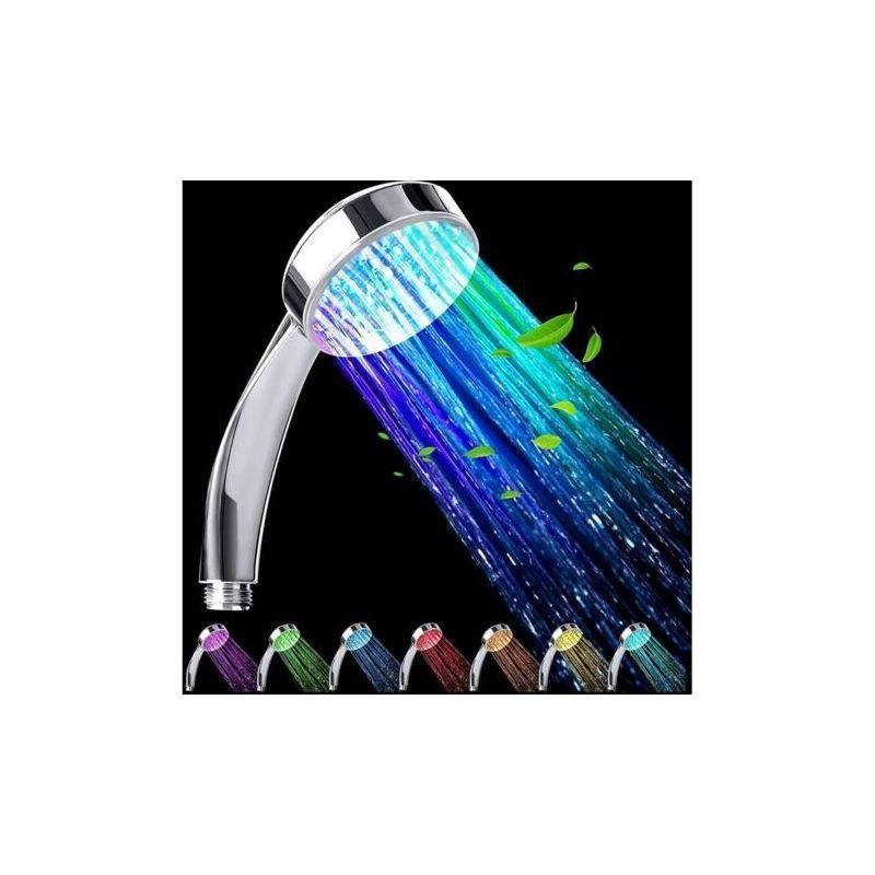 Lntyq Led-duschkopf, Beleuchteter Duschkopf, Farbduschkopf, Led-duschkopf, Automatischer 7-farben-wechsel, Universal, Chrom