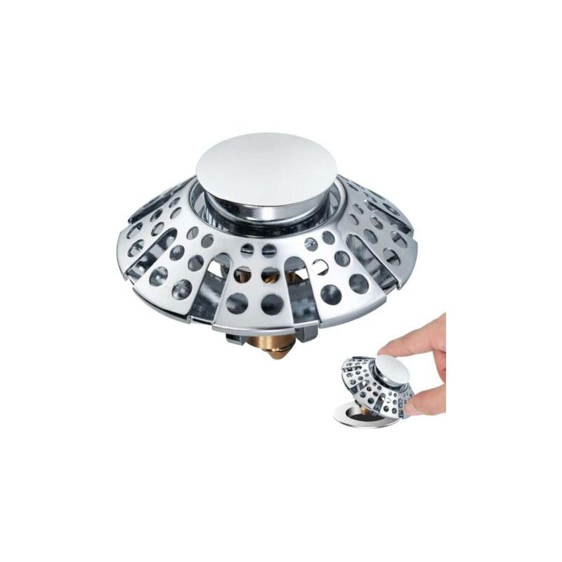 Pa 3-in-1 Pop-up-ablaufgarnitur Mit Edelstahlfilter – Wc-becken-verschluss 37–50 Mm – Messingkugel – Chromoberfläche