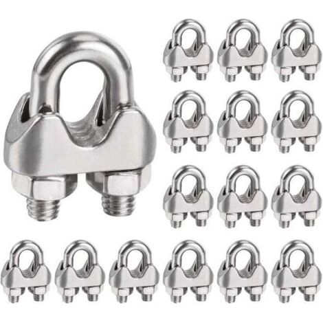 Pa-edelstahl-kabelklemmen 6 Mm, 16 Stück Stahl-kabelklemmen Befestigungselemente Für 6-mm-metallkabel M6 U-förmige Metall-kabelklemmen Für 6-mm-durchmesser (m6) Metallkabel