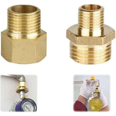 Pa Gasadapter Kupfer Gasschlauchadapter Gasflaschenanschlussadapter Gasadapter 1/2 Auf 1/4, 3/4 Anschlussarmatur Für Gaskocher, Campingkocher, Hocker