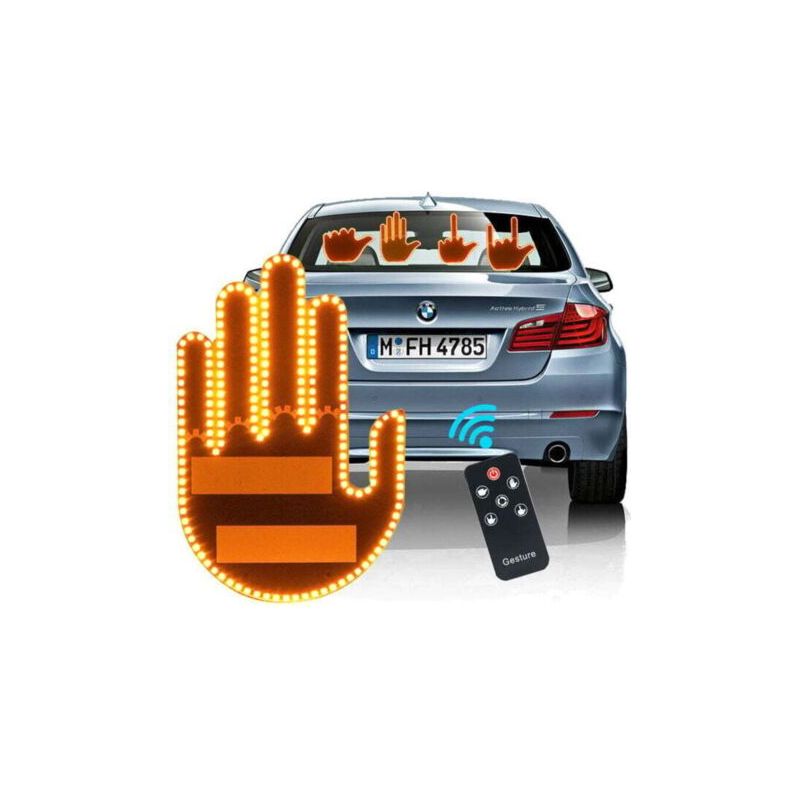Pa Fingergestenlicht Mit Fernbedienung, Autofenster-fingerlicht Mit Lustigem Schild, Finger-autolicht, Autozubehör, Finger-up-handlicht