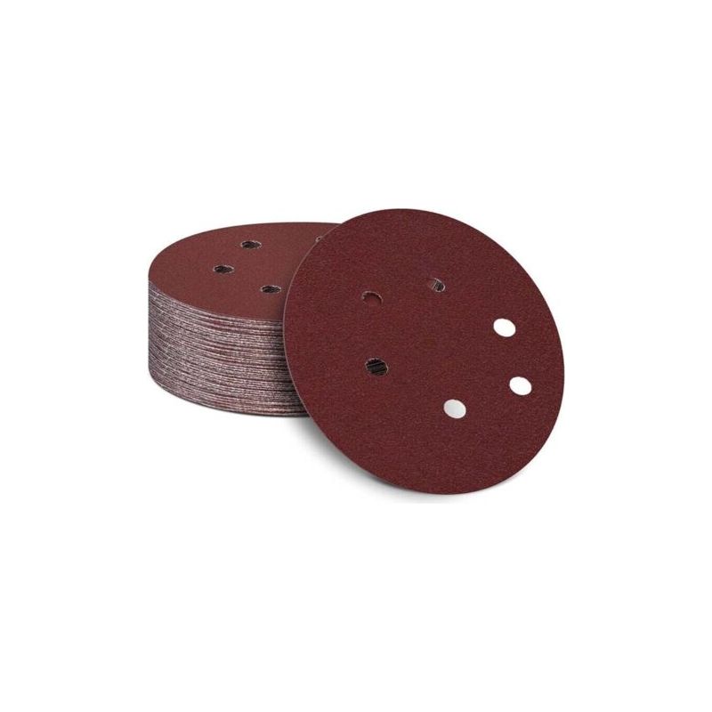 Pa Lot De 50 Disques Abrasifs Velcro 150mm Grain 80 Pour Ponceuse Excentrique Bois Métal Panneaux