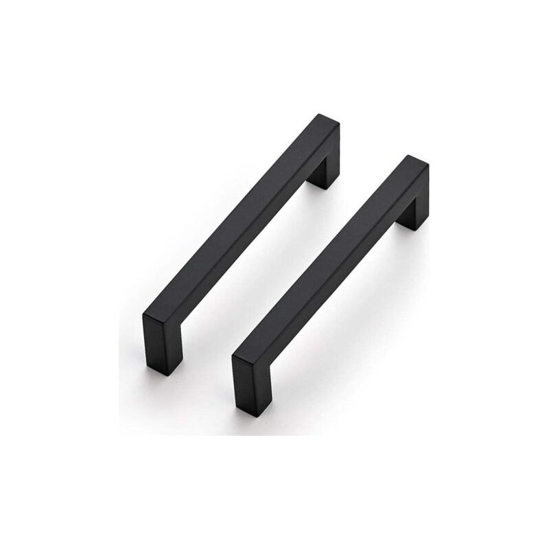 Pa Schwarze Möbelgriffe, 2er-set, 14 Cm, Quadratisch, Edelstahl, Mittenabstand 128 Mm.