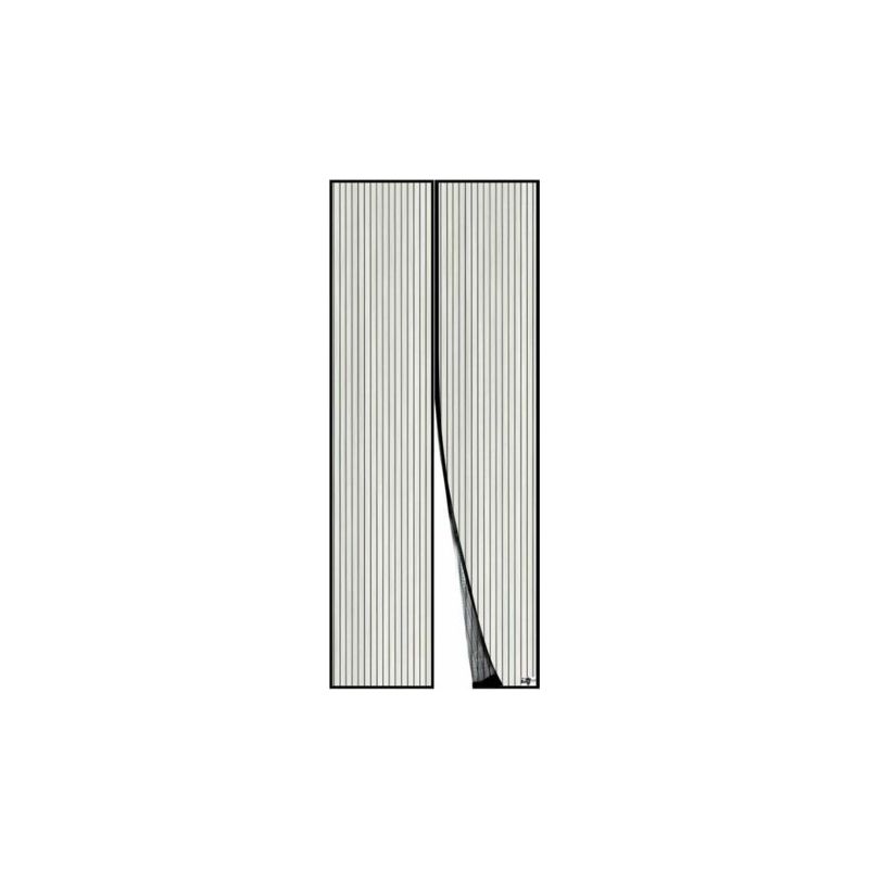 Pa Moustiquaire Porte Magnétique Rideau Maille Fermeture Automatique Joint Étanche 120x220cm Noir