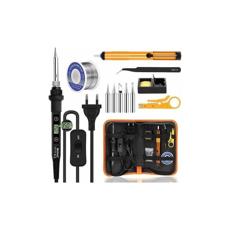 Pa Kit De Soudage 80 W, Température Réglable 180-480 °c, Électronique De Précision, Avec Interrupteur Marche/arrêt, 5 Pannes À Souder, Pompe À Dessouder, Fil À Souder, Station De Soudage, Pin
