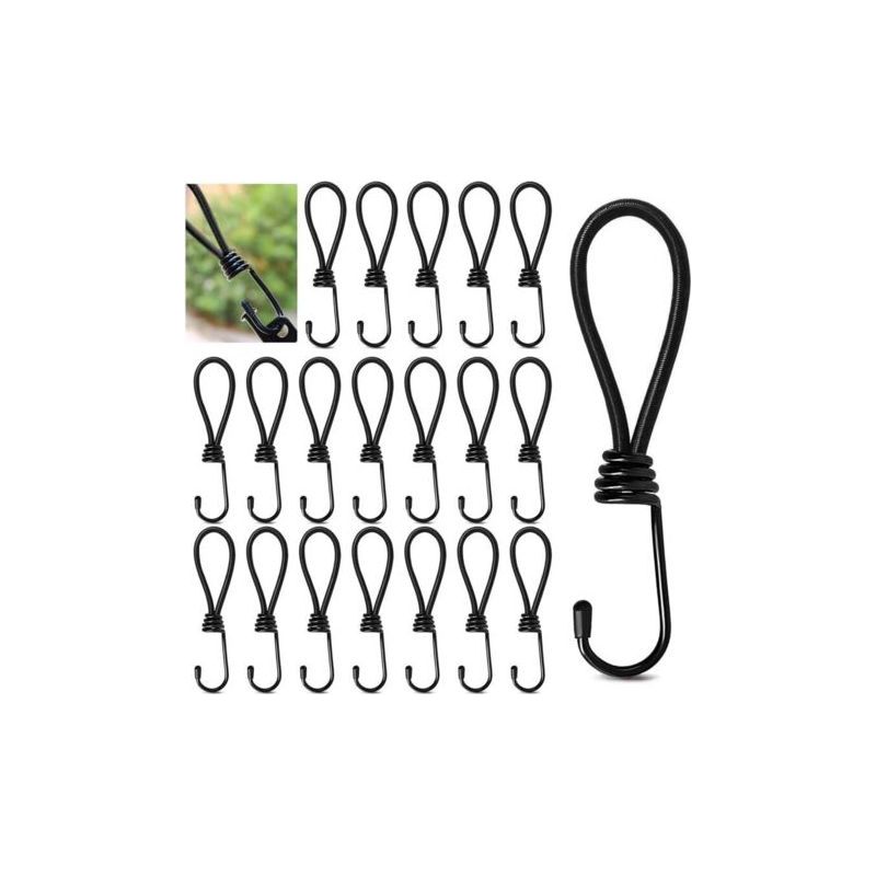Lntyq 20er-pack Elastische Bungee-seile Mit Haken, Kurze 15 Cm Elastische Bungee-haken, Elastische Seile Mit Haken, Elastische Bungee-seile Zur Befestigung Von Planen, Bannern, Netzen, Haken