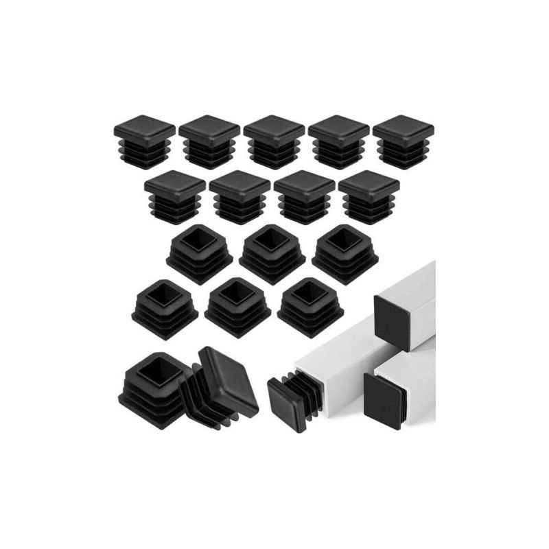 Pa 20 Stück 20x20 Mm Vierkantrohrkappen, Kunststoff-rohrendkappen, Schwarze Vierkantrohrkappen Mit Klingen, Vierkantrohrendkappen Für Metallrohre, Stühle, Sofas, Tische Und Regale