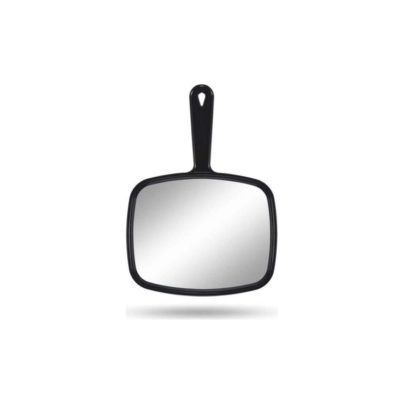 Pa Handspiegel, 23 Cm B X 31,5 Cm T, Salonspiegel Mit Griff, Schwarz, Quadratisch