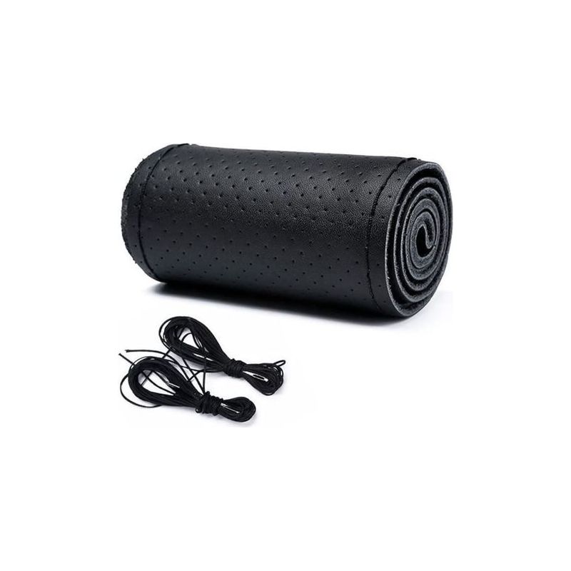 Paar Universelle Autolenkradbezüge Aus Rindsleder - Bininbox - Schwarz - 37-39 Cm