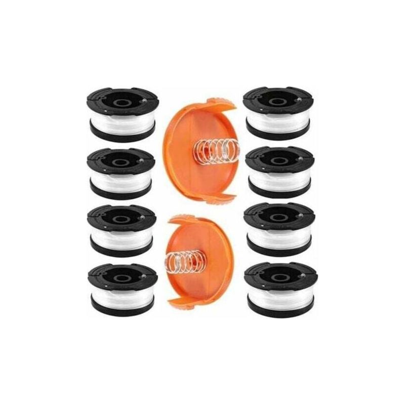 Pa Trimmerfadenspule Für Black & Decker Trimmer, 8 Trimmerfadenspulen Mit 2 Spulenkappen Und 2 Federn, Spulen A6481 A6485 Kompatibel Mit Black & Decker