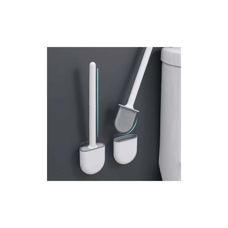 Pa 1-teiliges Silikon-toilettenbürsten- Und Halter-set, Toilettenbürste Mit Langem, Rutschfestem Kunststoffgriff Und Flexiblen Borsten, Toilettenbürste Mit Schnell Trocknendem Halter