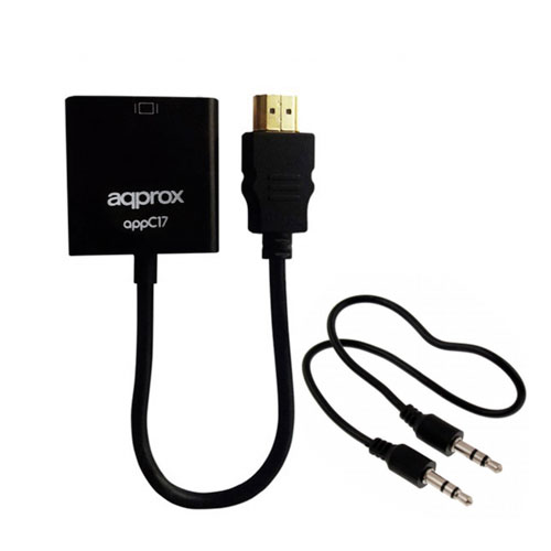 Approx Hdmi A/m Adapter/kabel Appc17 - Vga Hdb15/h C/audio Schwarz