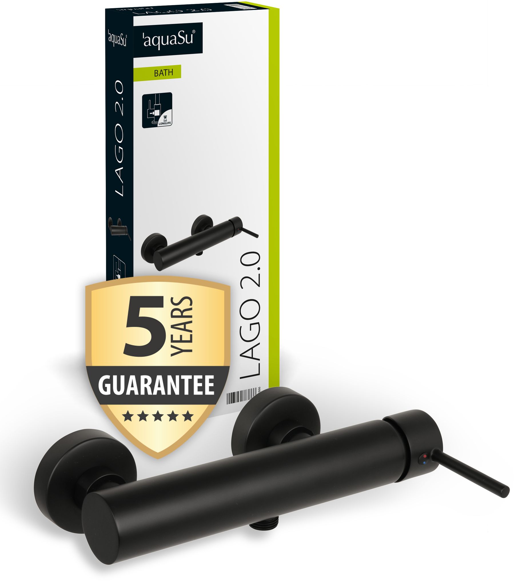 'aquasu® Duscharmatur In Schwarz Lago 2.0 Wasserhahn Dusche Armatur Für Brause Einhebelmischer Mit Stickgriff Keramikkartusche Wassersparfunktion Messing Brauseanschluss 1/2 78386 6
