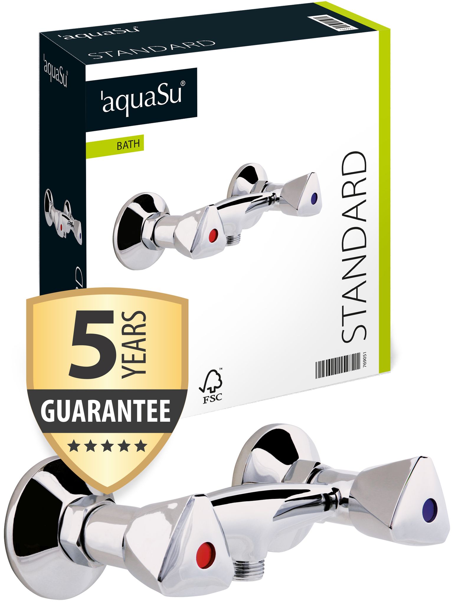 'aquasu® Zweigriffmischer Standard Für Brause | Chrom | Wasserhahn