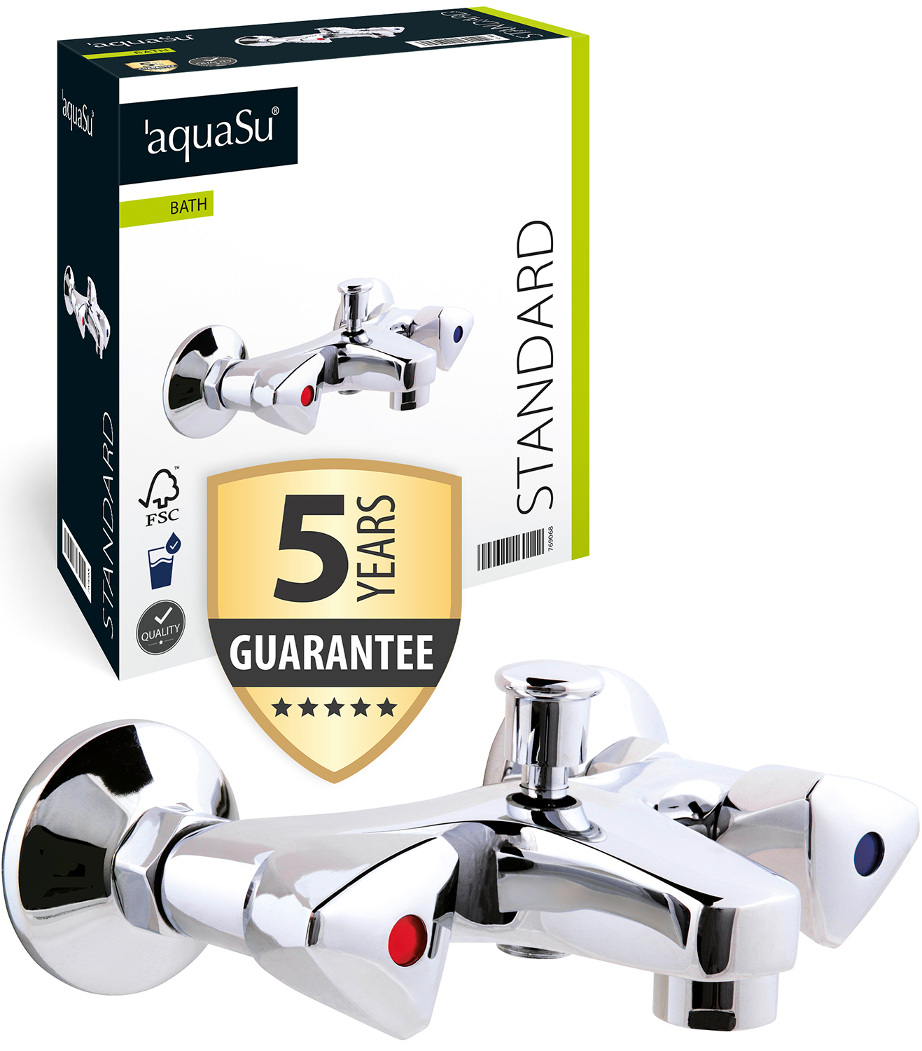 'aquasu® Zweigriffmischer Standard Für Wanne | Chrom | Wasserhahn | Badewannenarmatur