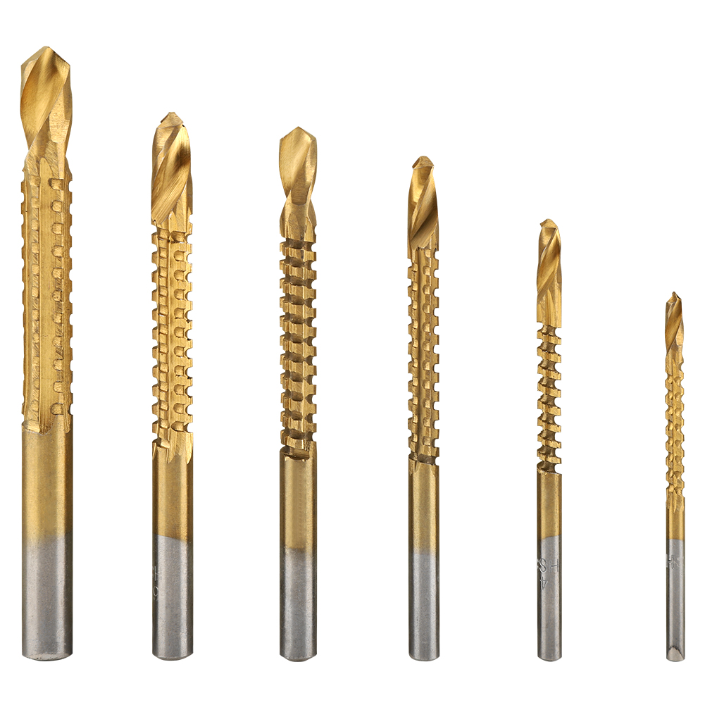6-teiliges Hss-titan-beschichtetes Bohrer-set Für Holzbearbeitung, Aluminium Und Kunststoff, Zum Bohren Von Löchern
