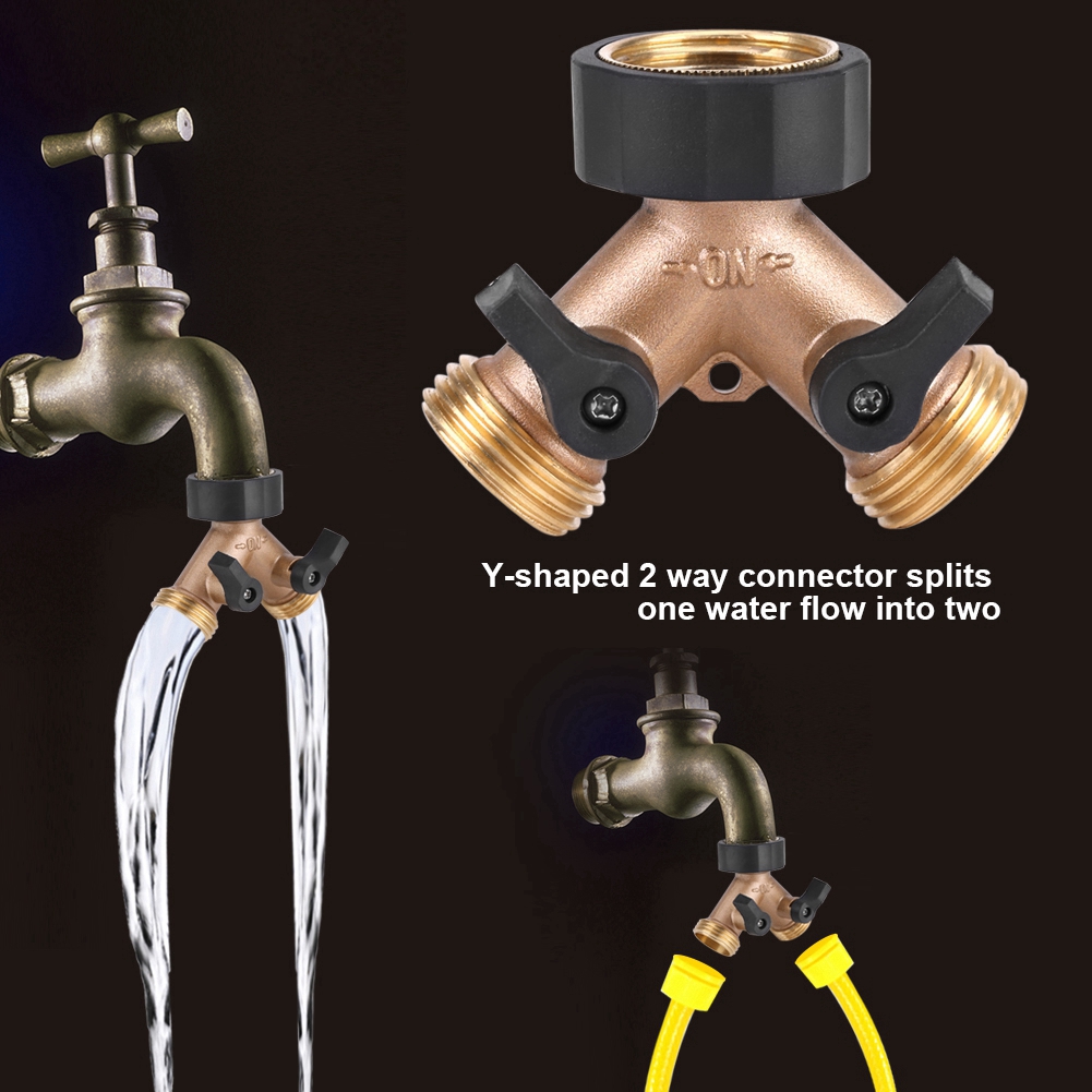 Messing-wasserhahnadapter, 2-wege-y-form, 3/4-schlauchanschluss, Gartenbewässerung (europäischer Standard)