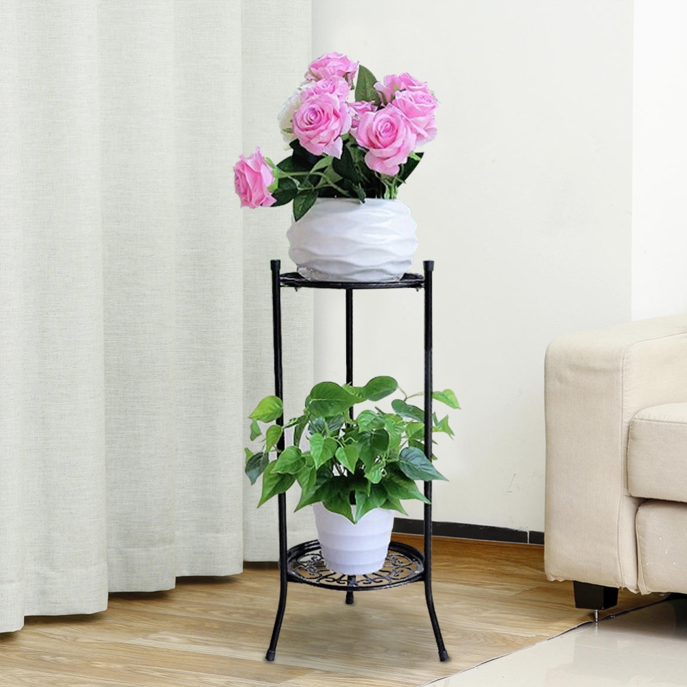Robuster, Doppelstöckiger Pflanzenständer Aus Eisen Für Blumentöpfe, Geeignet Für Zimmer- Und Gartenpflanzen