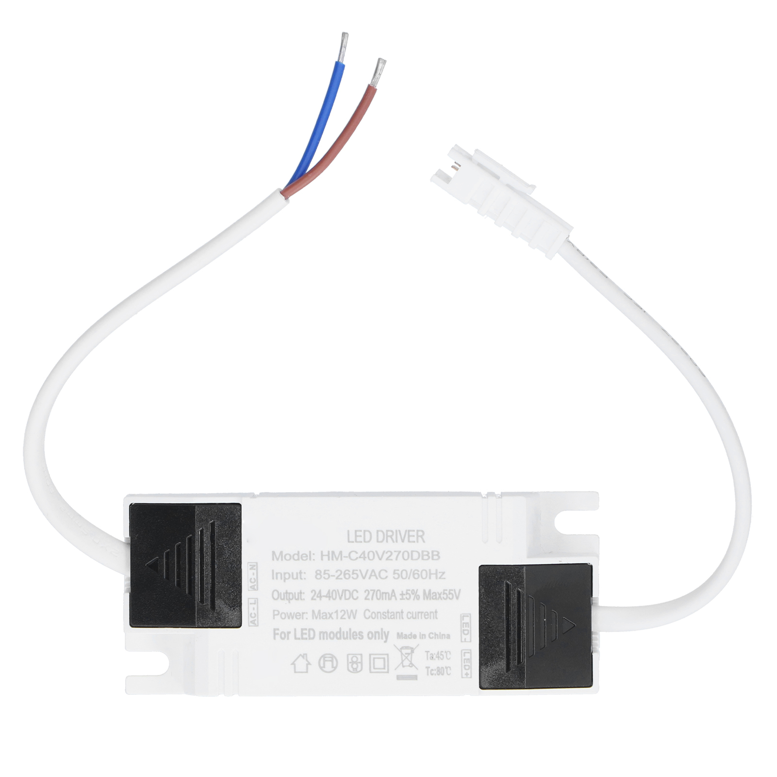12-w-led-treiber, Konstantstrom 270 Ma, Eingang Ac 85–265 V, Ausgang Dc 24–40 V, Netztransformator