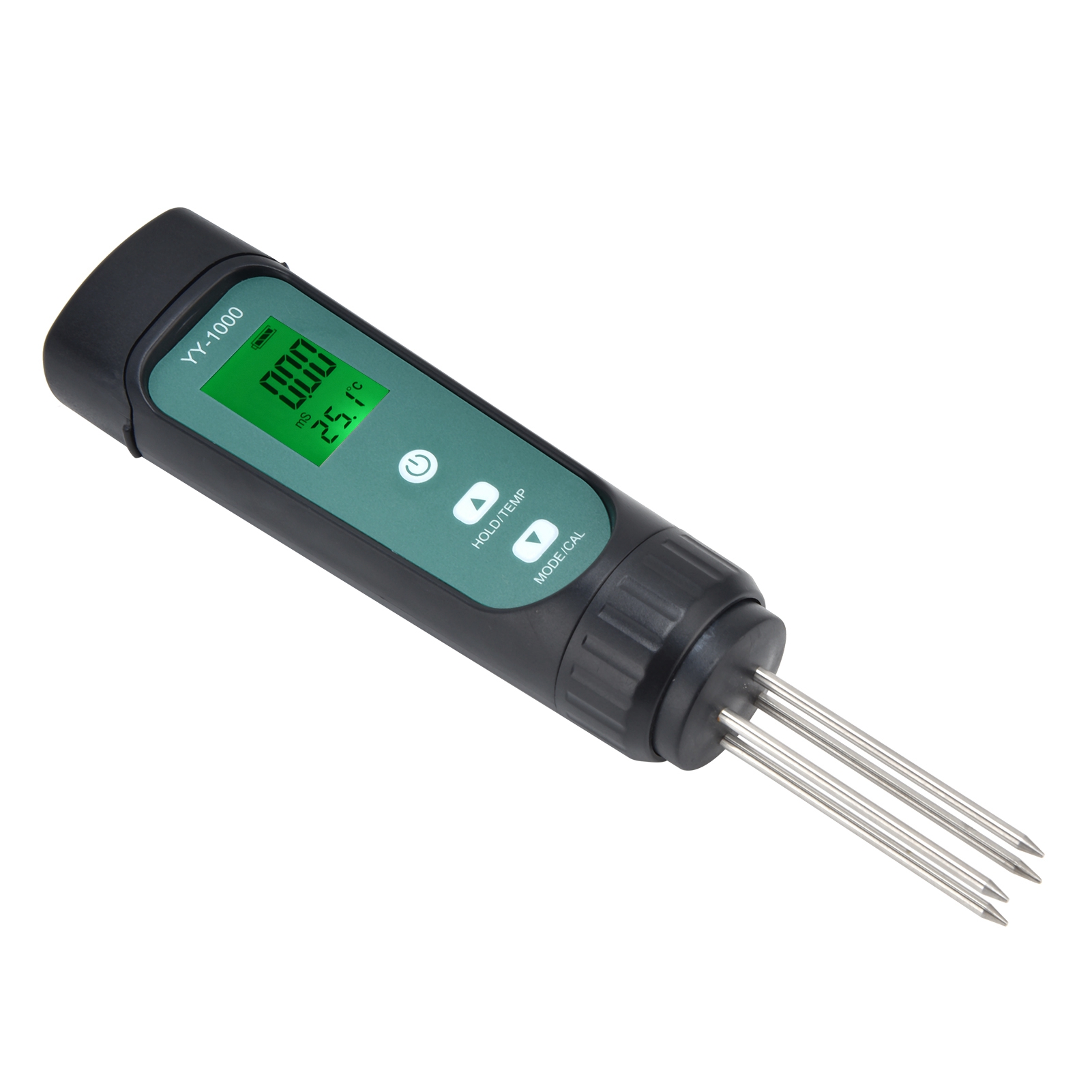 4-poliger Integrierter Sensor Ec+temperatur-feuchtigkeits-bodendetektor-tester-messer Für Den Garten (hintergrundbeleuchtung Yy-1000)