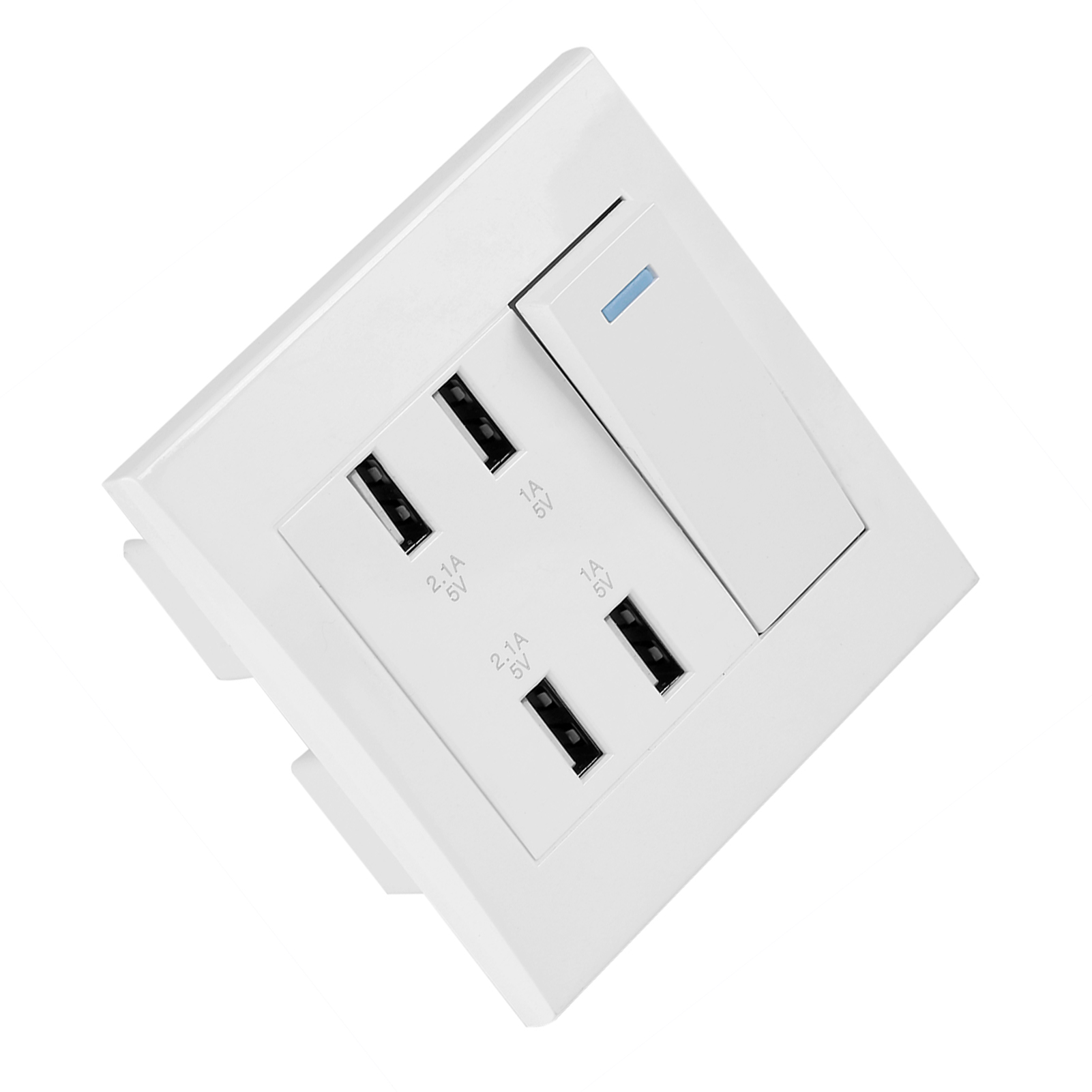 4-port-wandsteckdose Mit Schaltersteuerung, 5 V, 2,1 A/1 A, 4100 Ma, Usb-ladegerät (220–250 V)