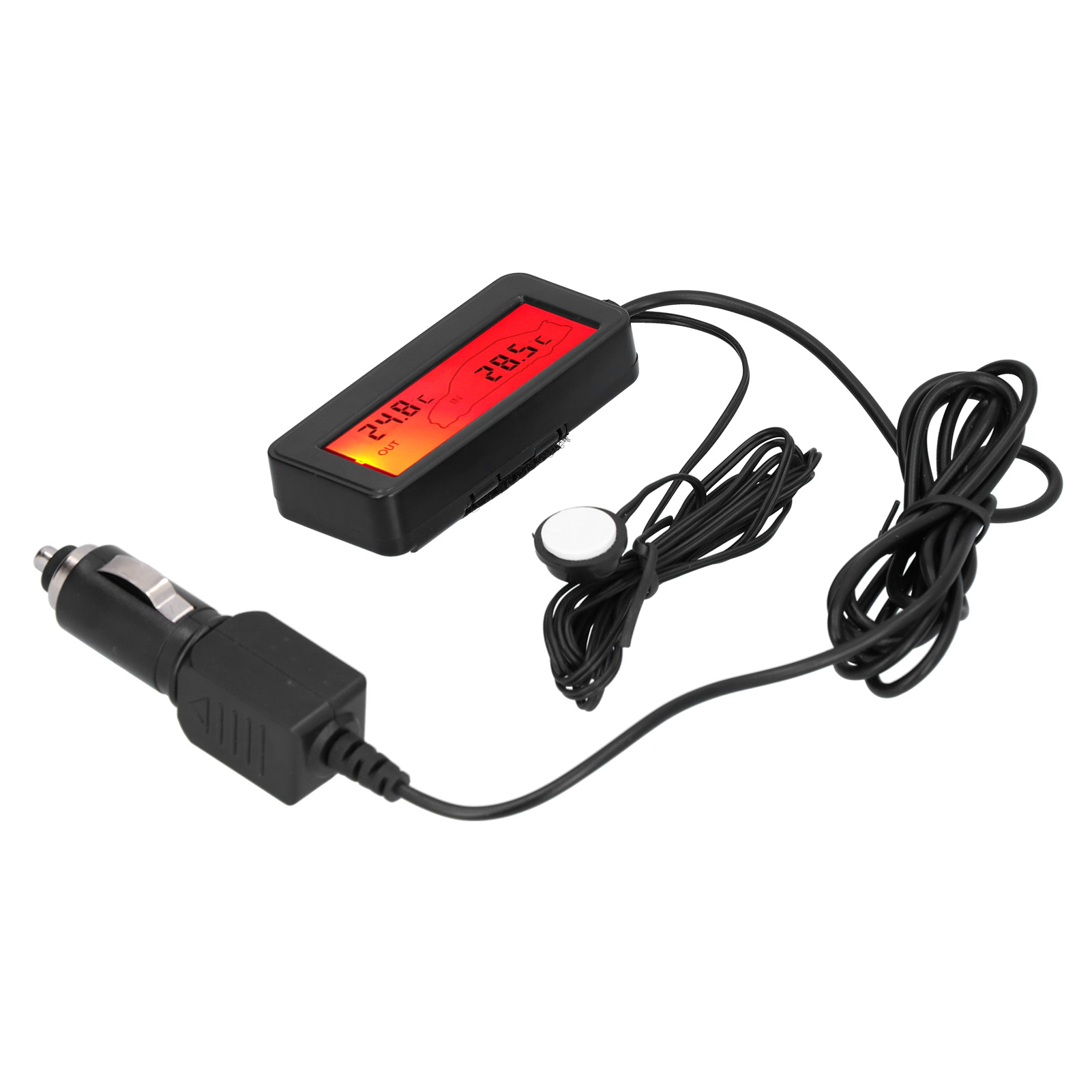 Mini-thermometer, Elektronisches Temperaturmessgerät Mit Lcd-anzeige, 12 V Dc, Für Auto, Innen- Und Außenbereich, Rot