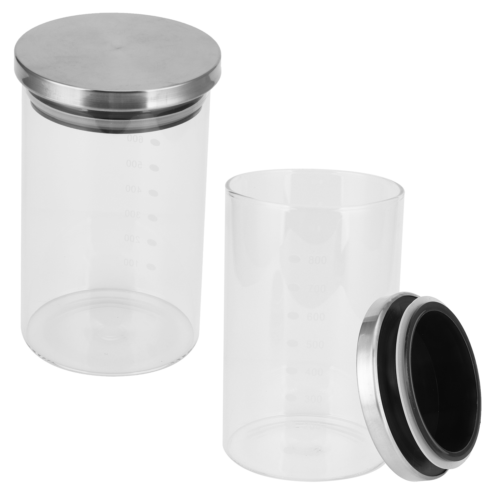 Vorratsbehälter Mit Edelstahldeckel Und Skala, 800 Ml, Luftdicht Verschlossen, Für Die Küche.