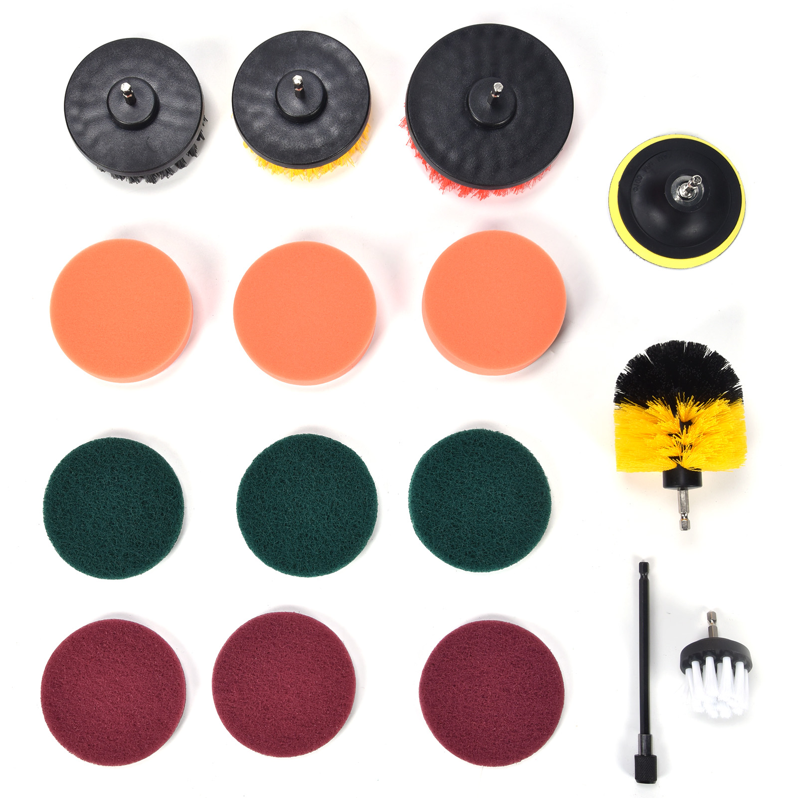 16-teiliges Bohrmaschinen-bürstenaufsatz-set Mit Scheuerpads, Schwamm, Reinigungsbürste Für Wandreinigung, Bodenreinigung Und Staubentfernung
