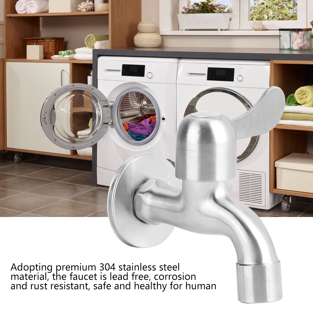Einhebel-wasserhahn Aus Edelstahl 304 Für Waschmaschine, Haushalt, Küche Und Garten