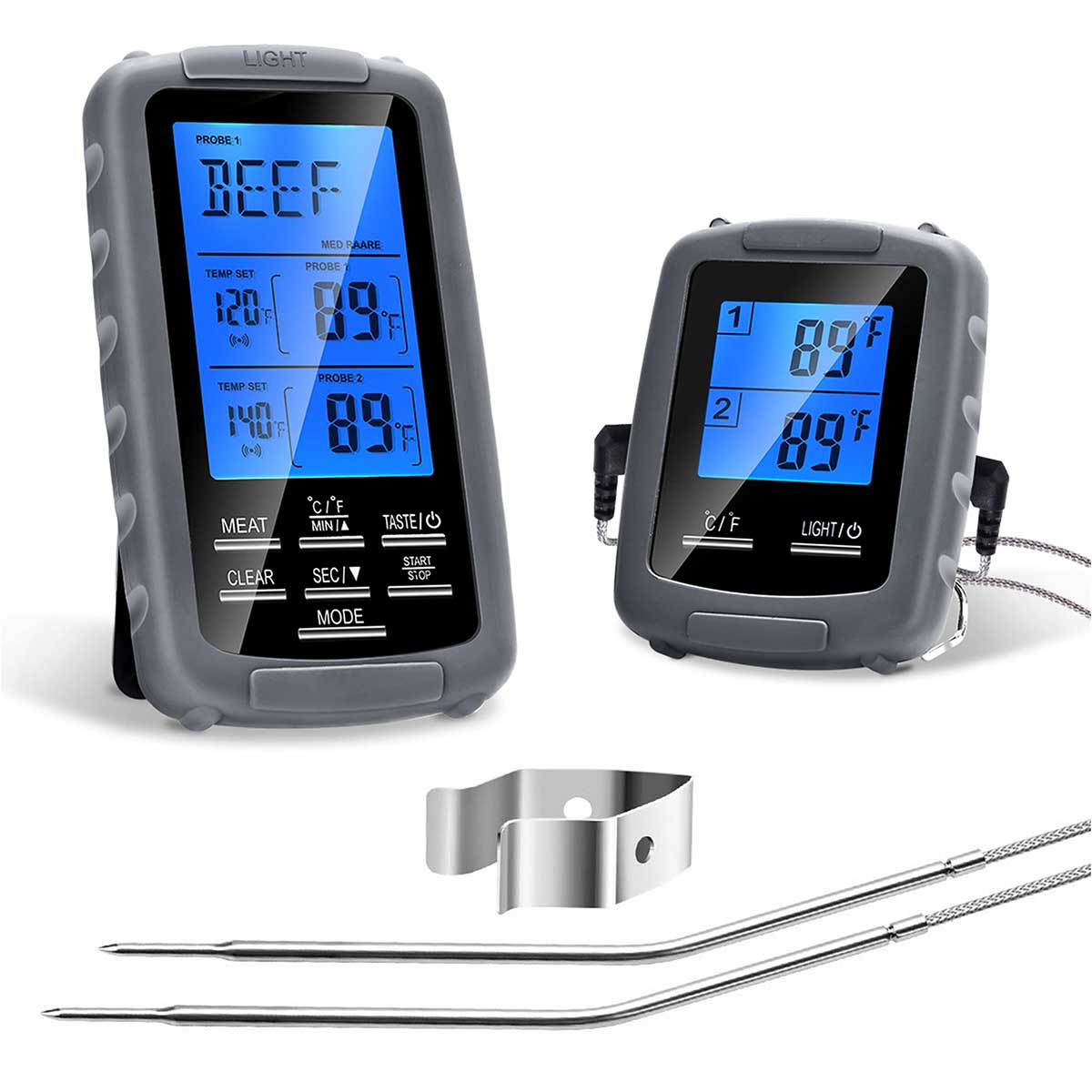 Doppelfühler-lebensmittelthermometer Für Grill, Smoker Und Backofen – Sofortanzeige-fleischthermometer